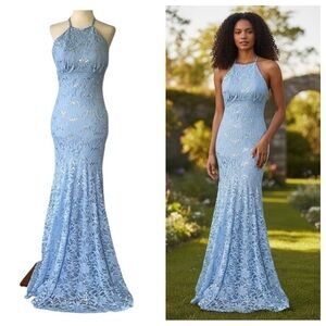 B. Darlin baby blue mermaid prom dress